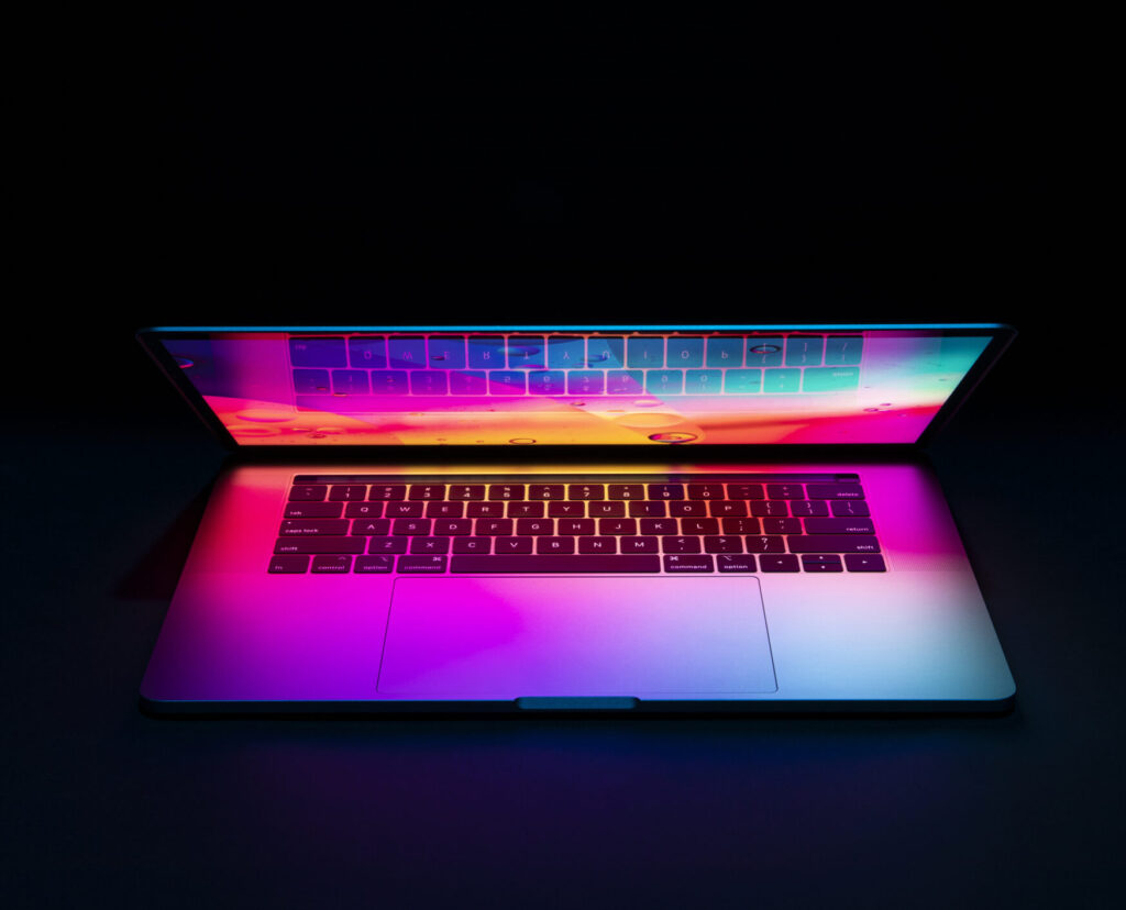 Laptop with neon lights